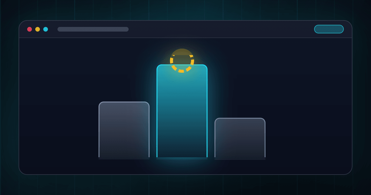 The tournament podium, a golden chip on first place