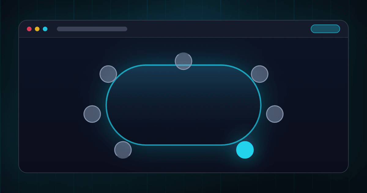 The poker table and its positions, button highlighted